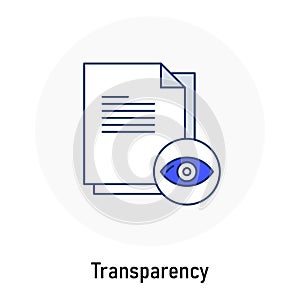 Transparency GDPR Icon: Open Data Practices. Data openness symbol, GDPR data transparency.