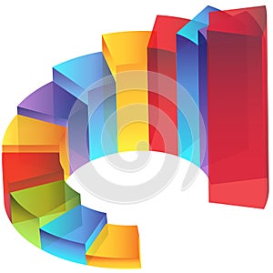 Transparency Staircase Step Column Chart