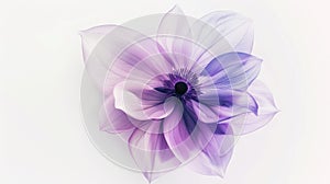 Transparent aery purple pink flower on white background. Aesthetic concept. Delicate watercolour. Generative AI