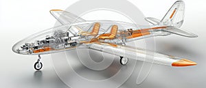 Transparent Aircraft Model Showcasing Internal Components and Design
