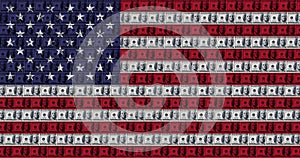 Transparent american flag on 100 dollars bill background