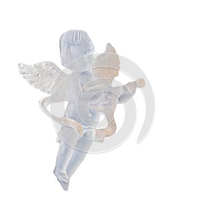 Transparent Angel ornament for Christmas tree, wings, singing, hanging, isolated, close up