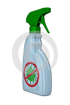 Transparent antiseptic airbrush on white background. Isolated 3d illustration