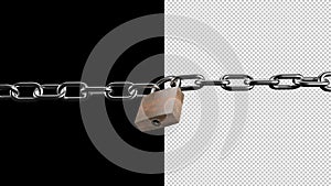 Transparent background security concept chain and padlock firewall blocking system