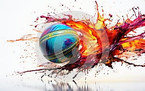 Transparent Background: Vibrant Colors on Cricket Hardball -Generative Ai photo