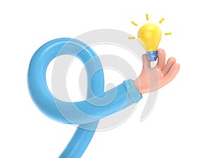 Transparent Backgrounds Mock-up. 3d icon hand holding light bulb gesture. cartoon great idea concept, Supports PNG files