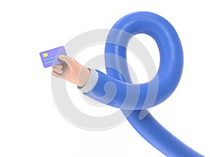 Transparent Backgrounds Mock-up. Cartoon businessman character hand holding and present a credit card, Supports PNG