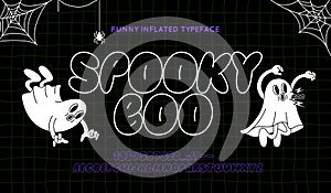 Transparent, Balloon, Inflated Font. Funny Typeset in Y2k Style. Vector Retro Ghost Alphabet. Cute Letters Halloween