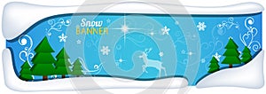 Transparent banner with snow background