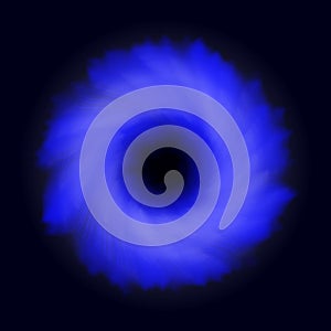 Transparent black hole light effect. Space vortex. Blue abstract
