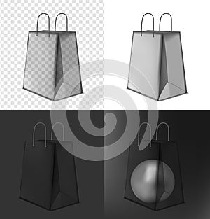 Transparent black paper bag. Packaging for purchase and other products
