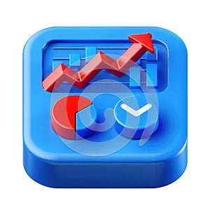 Transparent Blue App Icon with Red Up Arrow - Growth and Success Visualization