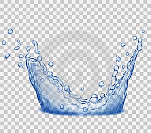 Transparent blue crown from splash of water