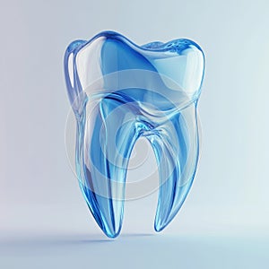 Transparent blue 3D tooth model