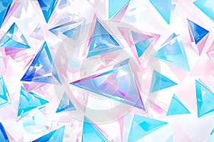 Transparent blue and pink glass broken triangle shapes background