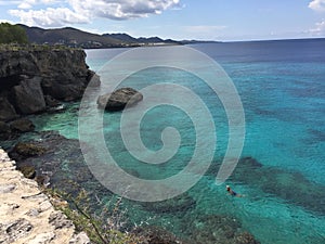 Transparent blue water in the Caribbean sea