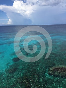 Transparent blue water in the Caribbean sea