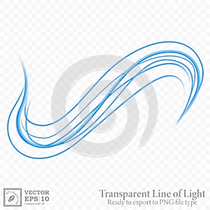 Transparent blue wavy line, ready export to PNG file, isolated and easy to edit. Vector Illustration