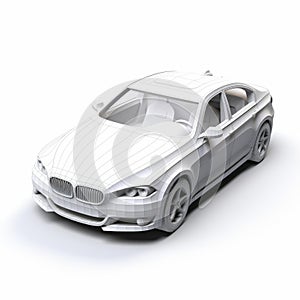 Transparent Bmw Car Rendered In White - 3d Car On White Background