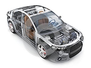 Transparent body car and interior parts