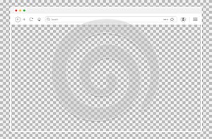 Transparent browser window. Website mockup frame. Editable template of computer browser. Empty desktop dsreen layout. Thin web