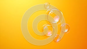 Transparent Bubbles Floating on Bright Orange Gradient Background