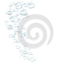 Transparent bubbles under water isolated on a white background