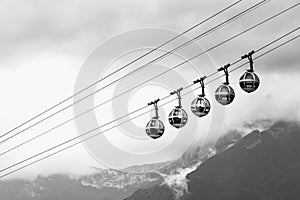 transparent cable cars that links the Bastille with the city center of Grenoble