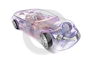 Transparent car design, wire model.