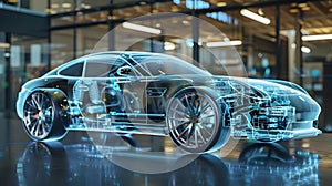 Transparent car displaying the automatic transmiss.