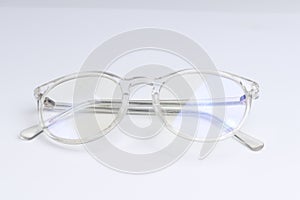 Transparent clear glasses on isolated white background