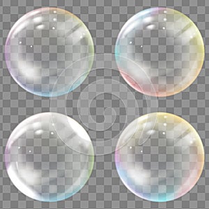 Transparent colored soap or water bubbles.