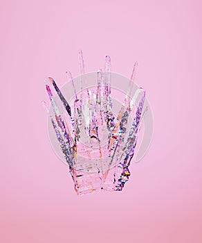 Transparent colorful magical crystal quartz. 3d render, 3d illustration.