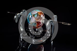 Transparent colour glass bead on stand