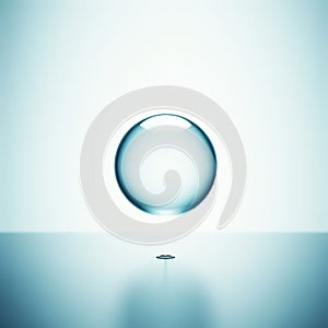 Transparent crystal ball, glass sphere or water drop. Isolated in background. AI generated