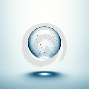 Transparent crystal ball, glass sphere or water drop. Isolated in background. AI generated