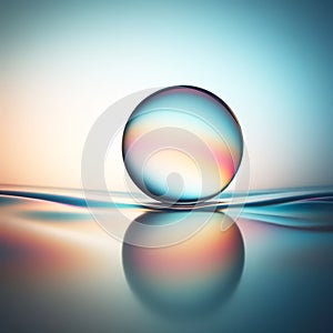 Transparent crystal ball, glass sphere or water drop. Isolated in background. AI generated