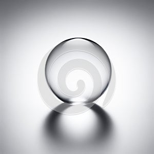 Transparent crystal ball, glass sphere or water drop. Isolated in background. AI generated