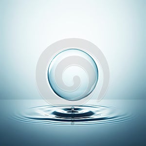 Transparent crystal ball, glass sphere or water drop. Isolated in background. AI generated