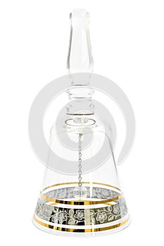 Transparent crystal handbell with a gilding floral ornament