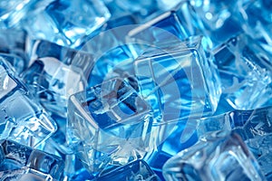 Transparent Cubes Background, Blue Glass Cube Pattern, Geometric 3d Crystals with Copy Space