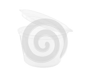 Transparent cup with fixed Lid on white background