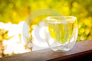 Transparent cup of tea