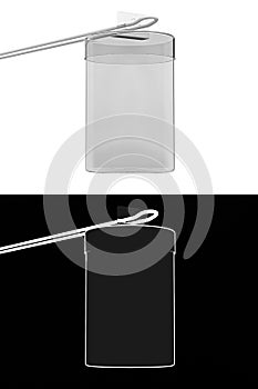 Transparent cylindrical box at the hook with mask