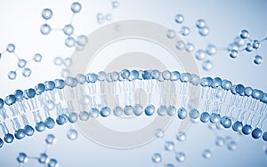 Transparent cytomembrane structure, 3d rendering