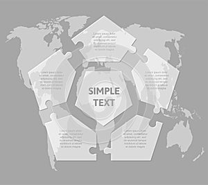 Transparent diagram infographic process on 5 steps