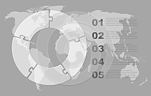 Transparent diagram infographic process on 5 steps