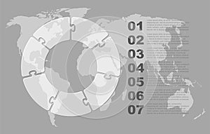 Transparent diagram infographic process on 7 steps