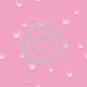 Transparent drop of water on pink seamless pattern abstract background for site, blog, fabric. Vector