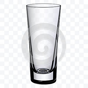 Transparent empty drinking glass cup